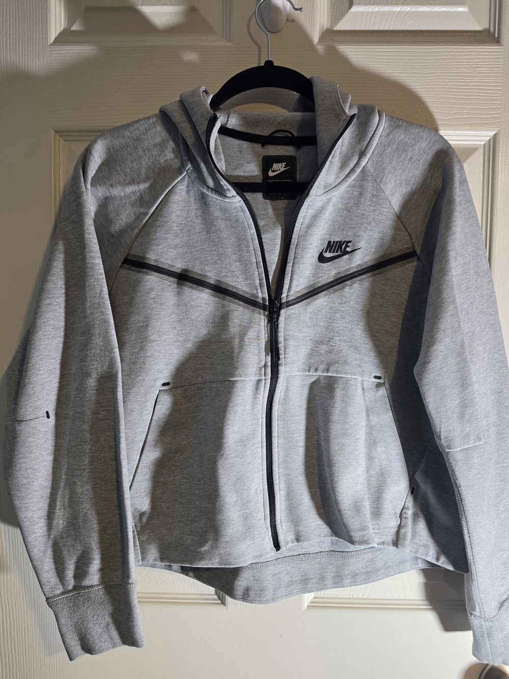 Nike Tech Women's Grey Full-Zip Hooded Jacket Cropped